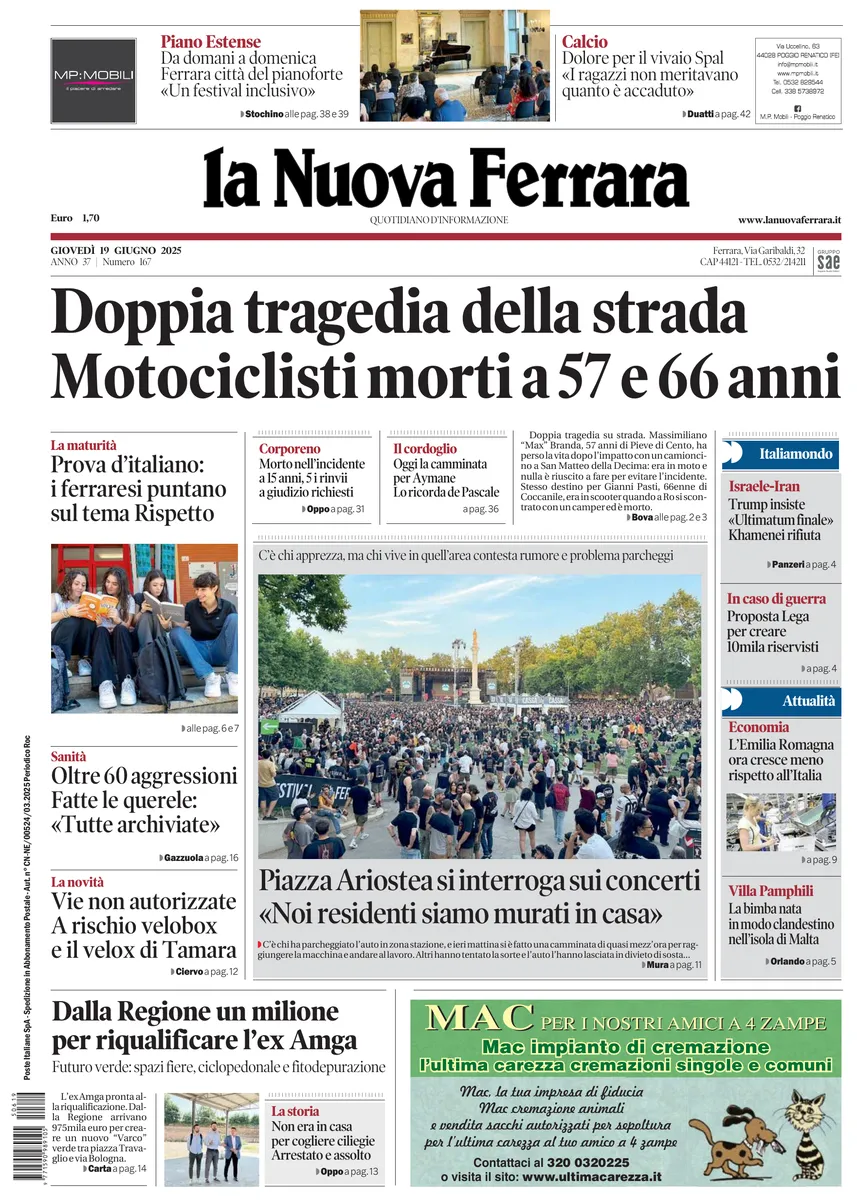Prima-pagina-nuova ferrara-oggi-edizione-del-2025-06-19
